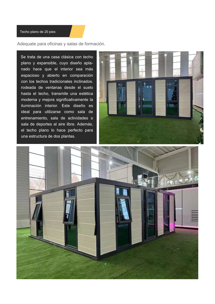 casa contenedor expandible 20 pies techo plano oficina