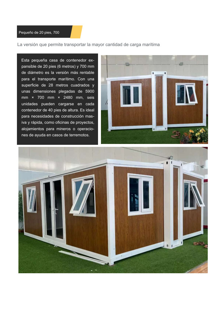 casa contenedor expandible 20 pies 700 mm transporte mar&iacute;timo