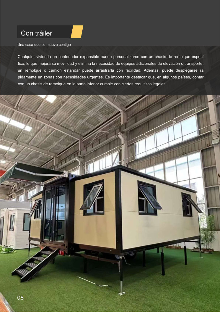 casa contenedor expandible m&oacute;vil con chasis remolque
